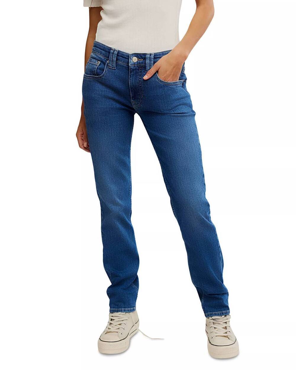 NEW FREE PEOPLE oracle low rise slim straight leg jean in sky's the limit 5413